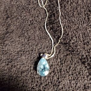 Ladies Blue Topaz & Sterling Silver Necklace